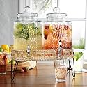 Beverage Dispensers - Set of 2 Glass Drink Dispensers with Metel Stand - 1.5-Gallon Capacity - Perfect for Lemonade, Juice, Water, Iced Tea, Punch (Wicker Design-Clear)