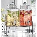 Beverage Dispensers - Set of 2 Glass Drink Dispensers with Metel Stand - 1.5-Gallon Capacity - Perfect for Lemonade, Juice, Water, Iced Tea, Punch
