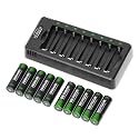 BEVIGOR AA Rechargeable Batteries with Charger, 10-Pack 2800mAh High Capacity NiMH AA Batteries