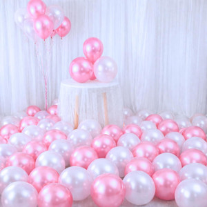 Bevy Pearls Solid Metallic Balloon White-Pink