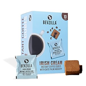 bevzilla 10 irish cream flavor instant coffee cubes  made with date palm jaggery amp arabica beans  no refined sugar  no preservatives  coffee premix with real ingredients enjoy hot amp cold