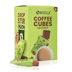 bevzilla 10 hazelnut flavour instant coffee cubes made with organic date palm jaggery amp arabica beans  no refined sugar  no preservatives  coffee premix with real ingredients enjoy hot amp cold