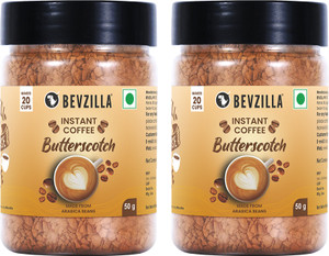 bevzilla instant coffee powder pack of 2 - english butterscotch 100 gms strong coffee instant coffee 2 x 50 g butterscotch flavoured