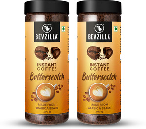 bevzilla pack of 200 gram x 2 instant butterscotch coffee powder instant coffee