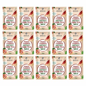 bevzilla peach passion instant iced tea mix  pack of 1530gm sachet  refreshing summer drink  easy to make  low calorie amp travel-friendly  perfect for quick hydration