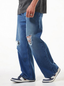 BEWAKOOF Baggy Ditsressed Loose Fit Men Blue
