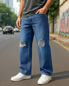 BEWAKOOF Baggy Ditsressed Loose Fit Men Blue