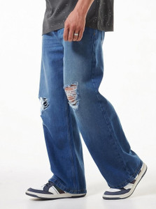 BEWAKOOF Baggy Ditsressed Loose Fit Men Blue
