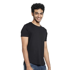 Bewakoof Black Half Sleeve Apple Cut T-Shirt