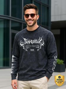 BEWAKOOF Graphic Print Men Round Neck Black