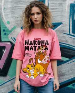 BEWAKOOF Graphic Print Women Round Neck Pink
