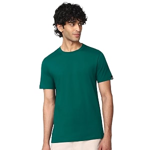 bewakoof men39s 100 cotton solid regular fit half sleeve round neck t-shirt  tshirt for men cotton casual wear  street wear