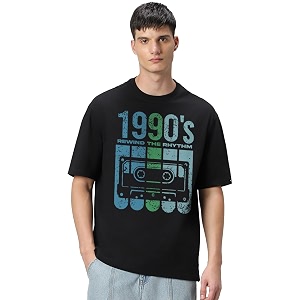 Bewakoof Mens Cotton Graphic Print Oversized Fit