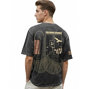 Bewakoof Mens Cotton Graphic Print Oversized Fit