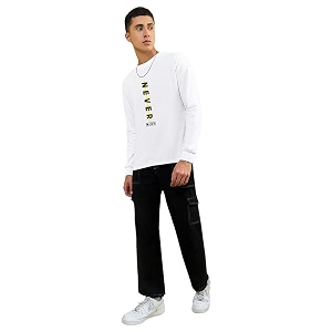 Bewakoof Mens Never Mind Stripe Typography 100