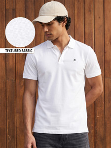 BEWAKOOF Men Self Design Polo Neck Pure