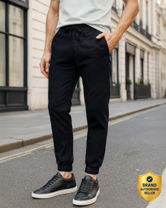 BEWAKOOF Solid Men Black Track Pants
