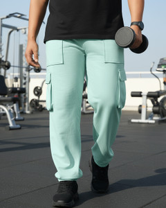 bewakoof men solid green track pants