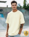 BEWAKOOF Solid Men Round Neck Beige T-Shirt