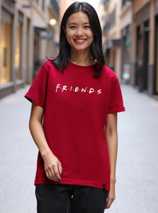 BEWAKOOF Typography Women Round Neck Red T-Shirt