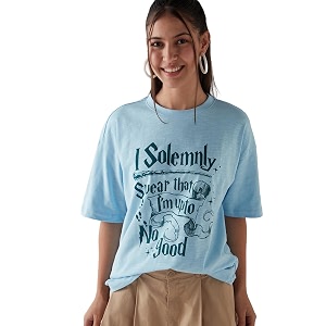 Bewakoof Womens Cotton Printed Oversized Fit Half