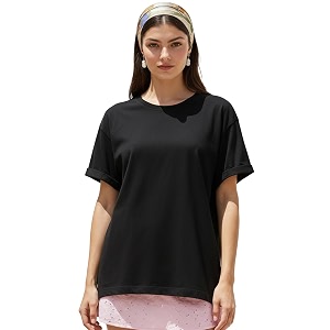 bewakoof women39s solid boyfriend fit half sleeve round neck cotton jersey t-shirt