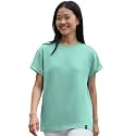 Bewakoof Women's Solid Boyfriend Fit Half Sleeve Round Neck Cotton Jersey T-Shirt_640620_Green_XS