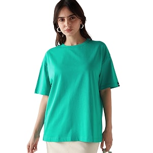 Bewakoof Womens Solid Oversized Fit Half Sleeve