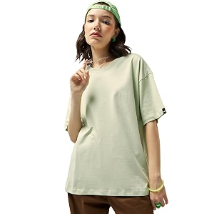 Bewakoof Womens Solid Oversized Fit Half Sleeve