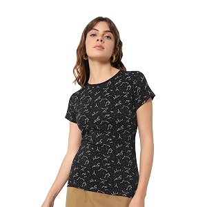 Bewakoof Women Printed Half Sleeve Round Neck