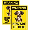 Beware Of Dog Sign Sticker Board 20.5 x 14.5 CM | Peel &amp; Stick or Screw Fix | Waterproof Protected Print | Pack of 2 Warning Sign for Home, Gate, Wall, Fence (Beware Of Dog, Medium -20.5 x 14.5 CM)