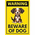 Beware Of Dog Sign Sticker Board 29 x 20 CM | Peel &amp; Stick Warning Sign with Pre-Drilled Corner Holes | Outdoor &amp; Indoor Safety Sign | Pack of 1 (Beware Of Dog, A4 - Medium - 1 Piece)