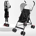 BeyBee Lightweight Stroller Pram for Newborn Baby|Portable One Hand Fold with Waterproof Designer Fabric, Cushioned Sheet and Shock Absorption|Pre Installed Air Cabin Buggy|Kids Age 0-5 Years (Black)