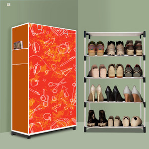 beykury 4 tier foldable shoe rack  space saver universal for entry bedroom  balcony plastic shoe stand school pattern modern printa4 4 shelves diydo-it-yourself