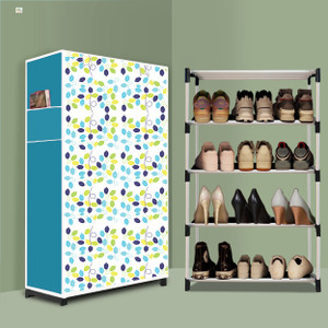 beykury 4 tier foldable shoe rack  space saver universal for entry bedroom  balcony plastic shoe stand colourful leav modern printa4 4 shelves diydo-it-yourself