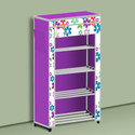 BEYKURY 4 Tier Foldable Shoe Rack – Space Saver, Universal for Entry, Bedroom & Balcony Plastic Shoe Stand (Mini Flower Modern Print(A4), 4 Shelves, DIY(Do-It-Yourself))