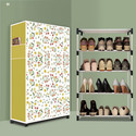 BEYKURY 4 Tier Foldable Shoe Rack – Space Saver, Universal for Entry, Bedroom & Balcony Plastic Shoe Stand (Warm Flower Modern Print(A4), 4 Shelves, DIY(Do-It-Yourself))