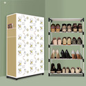 BEYKURY 4 Tier Foldable Shoe Rack – Space Saver, Universal for Entry, Bedroom & Balcony Plastic Shoe Stand (Dogi Modern Print(A4), 4 Shelves, DIY(Do-It-Yourself))