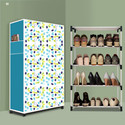 BEYKURY 4 Tier Foldable Shoe Rack – Space Saver, Universal for Entry, Bedroom & Balcony Plastic Shoe Stand (Colourful Leav Modern Print(A4), 4 Shelves, DIY(Do-It-Yourself))