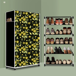 beykury 5 tier foldable shoe rack  space saver universal for entry bedroom  balcony plastic shoe stand daisy floral modern printa5 5 shelves diydo-it-yourself