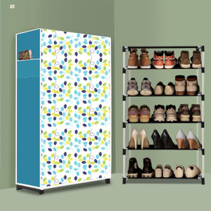 beykury 5 tier foldable shoe rack  space saver universal for entry bedroom  balcony plastic shoe stand colourful leav modern printa5 5 shelves diydo-it-yourself