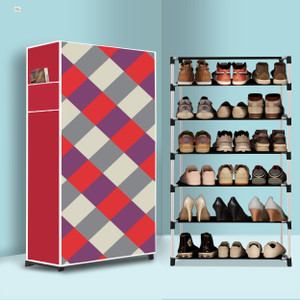beykury 6 tier foldable shoe rack  space saver universal for entry bedroom  balcony plastic shoe stand