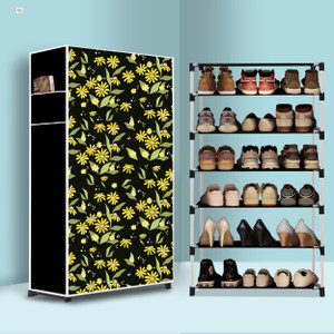beykury 6 tier foldable shoe rack  space saver universal for entry bedroom  balcony plastic shoe stand daisy floral modern printeda6 6 shelves diydo-it-yourself
