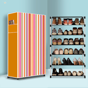 beykury plastic shoe stand orange strip modern printeda6 6 shelves diydo-it-yourself