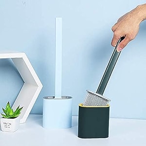 beyond basic toilet brush and holder set for bathroom flexible toilet cleaning bowl brush head with silicone bristles compact size for storage and organization multicolor