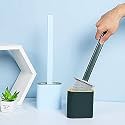 BEYOND BASIC Toilet Brush and Holder Set for Bathroom, Flexible Toilet Cleaning Bowl Brush Head with Silicone Bristles, Compact Size for Storage and Organization (Multicolor)