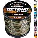 Beyond Braid Braided Fishing Line -Super Strong - Abrasion Resistant - No Stretch -Blue Camo, Moss Camo, White, Green, Pink, Blue, 4 Strand 8 Strand