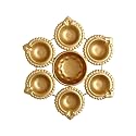 Beyond Gifting Diya Urli Handcrafted Bowl for Floating Flowers &amp; Tea Light Candles Home Living Room Office &amp; Table Decor Diwali Decoration Items Premium Metal Color Gold (Medium, 10, Count)