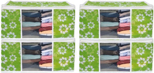 beyond imagine new fordable storage organizer bag for blanket quilt clothes dress garment wardrobe luggage cover pack of 4 green