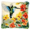 Beyond Your Thoughts DIY Latch Hook Kits Cute Hummingbird Pillow Cover Pattern Printed Crochet Needlework Crafts for Kids Adults and Beginners Family Decoration 16.5 * 16.5 in ZD743